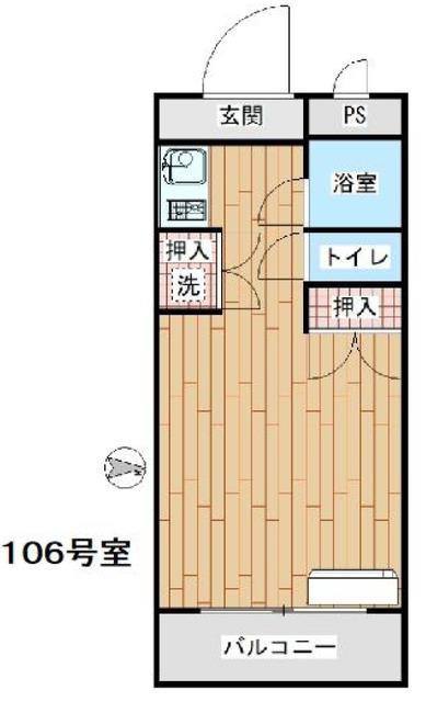 共立リライアンス四谷V A棟(ワンルーム/1階)の間取り写真