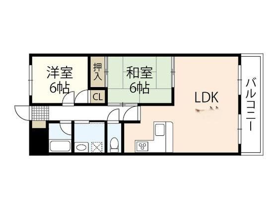 ウィステリア庚午(2LDK/1階)の間取り写真