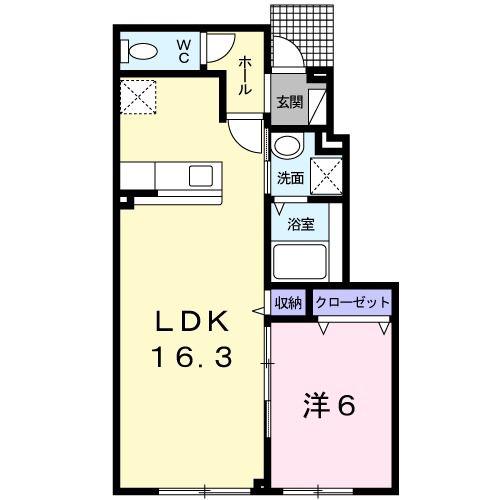 BROWNSWAYHOUSE(1LDK/1階)の間取り写真