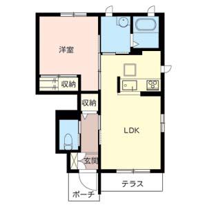 ベルクール加東A棟(1LDK/1階)の間取り写真