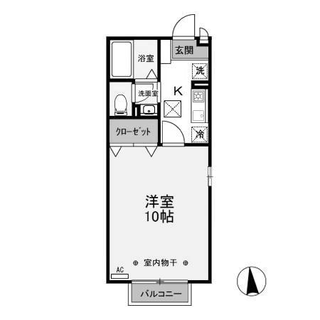 リビングタウン上並榎A(1K/1階)の間取り写真