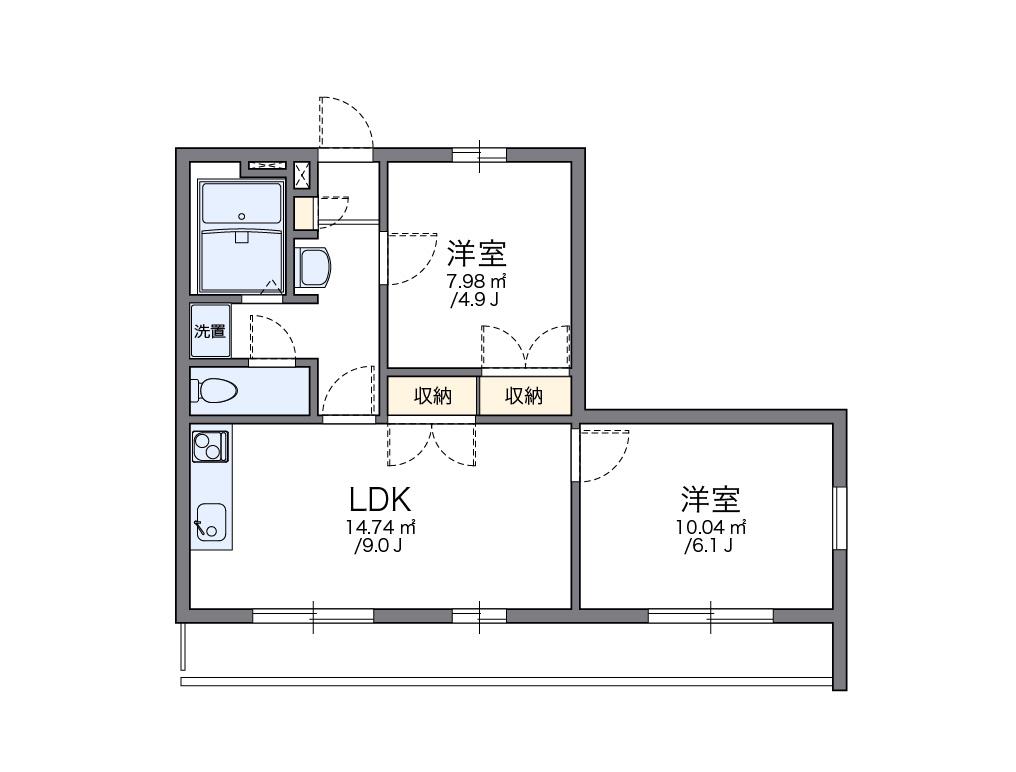 レオパレス翼IV(2DK/2階)の間取り写真