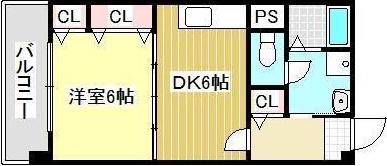 栗木第8ビル(1DK/2階)の間取り写真