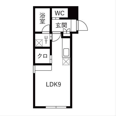 キングハウス学園前(1K/1階)の間取り写真
