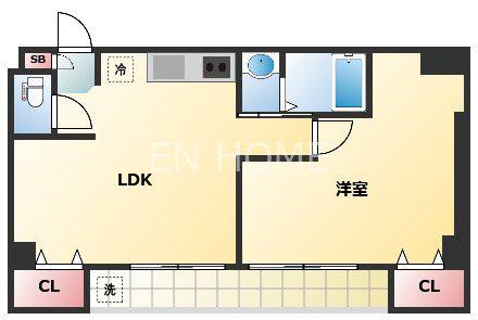 エムプリス上町(1LDK/4階)の間取り写真