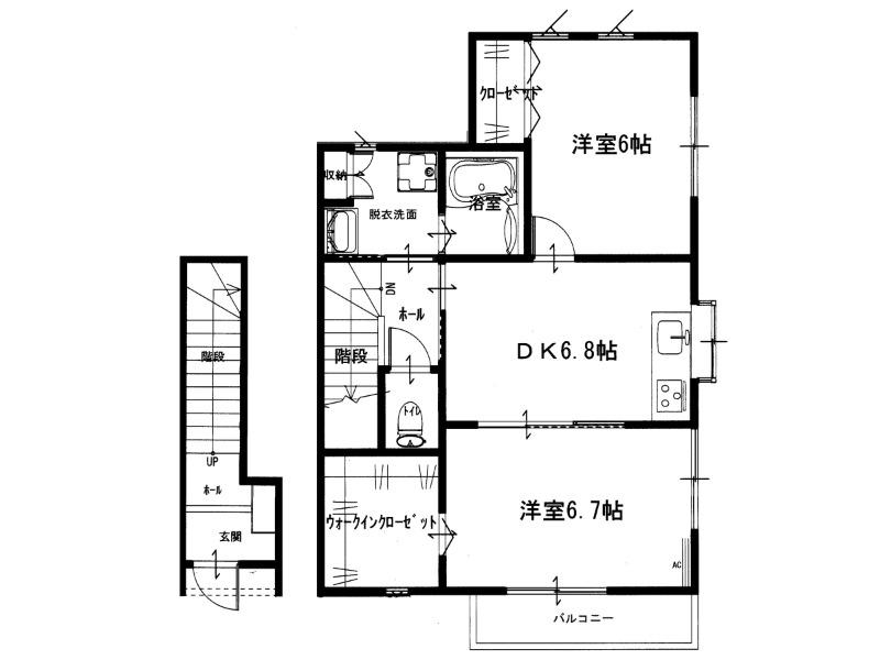 ビバーチェ出作1号地(2DK/2階)の間取り写真