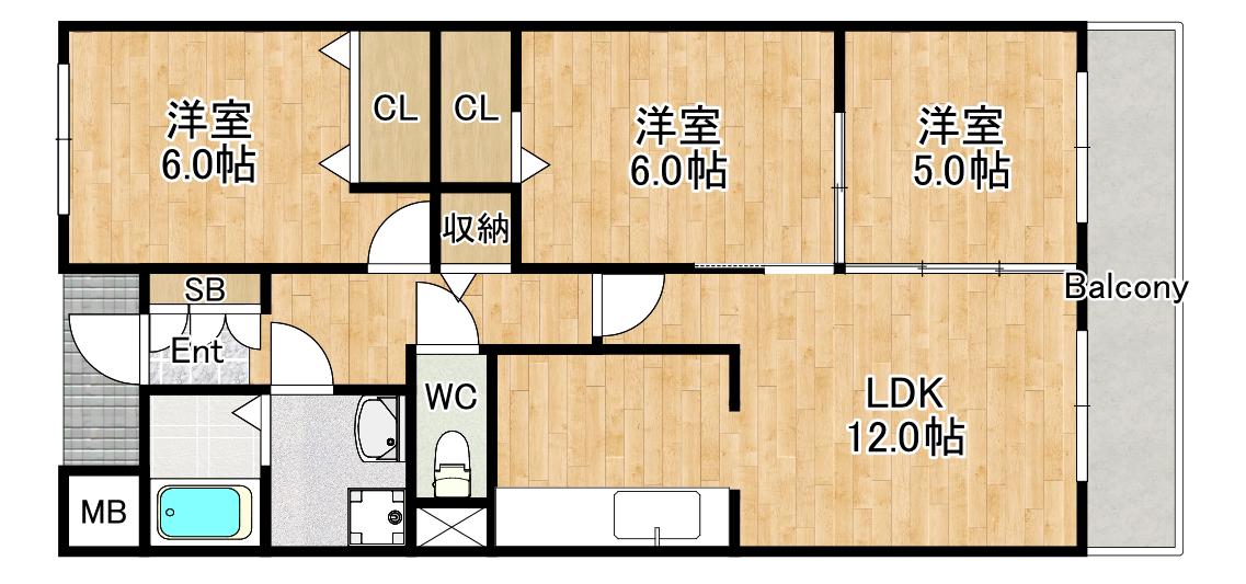 ルードメール(3LDK/3階)の間取り写真