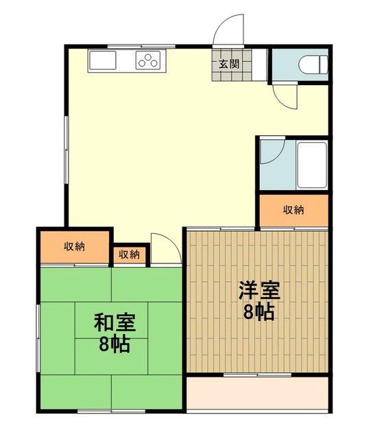 峰栄ハイム(2LDK/1階)の間取り写真