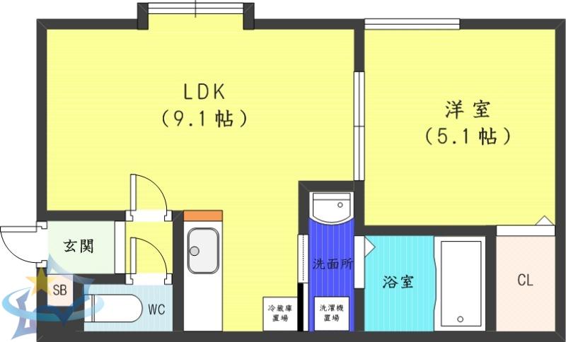 M-521(1LDK/3階)の間取り写真