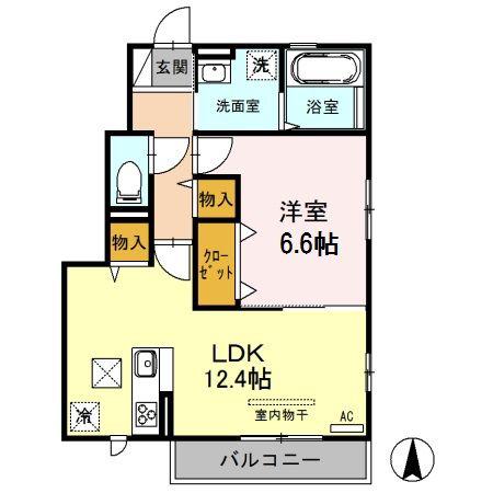 アベリア(1LDK/1階)の間取り写真