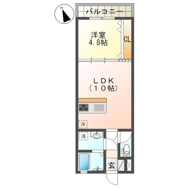 VISTA LAGO(1LDK/2階)の間取り写真