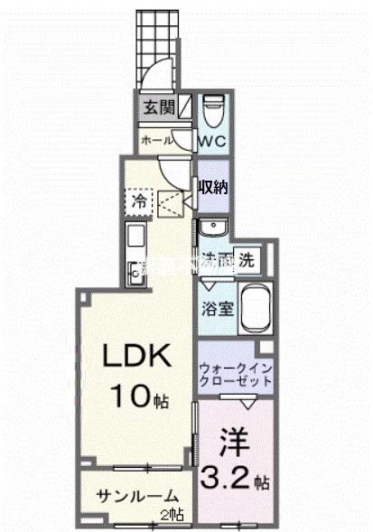 メゾン・ド・ヴィラI(1LDK/1階)の間取り写真