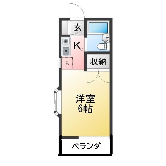 ハツカリコーポ(ワンルーム/2階)の間取り写真