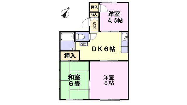 ネオシティ野口A棟(3DK/2階)の間取り写真
