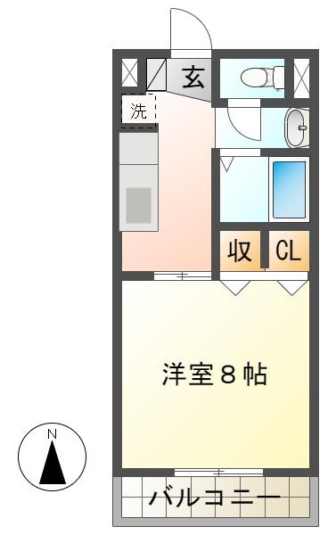SUNSETNISHIZAWA(1K/2階)の間取り写真