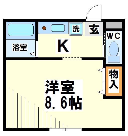 IVC府中(1K/1階)の間取り写真