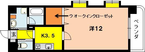 ジュエルミサワ12(1K/4階)の間取り写真