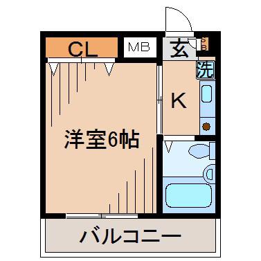 ノーブル白楽(1K/3階)の間取り写真