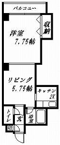 ラ・メール旭川(1DK/2階)の間取り写真