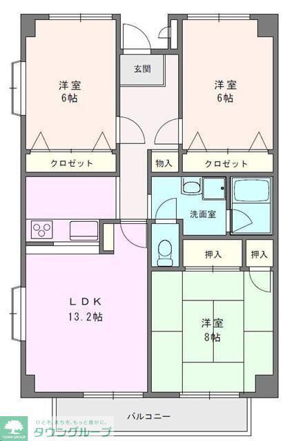 サンクレール(3LDK/3階)の間取り写真