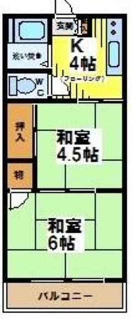 東湖ハイム(2K/1階)の間取り写真