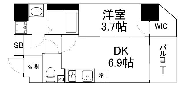 ティベルデ(1DK/2階)の間取り写真