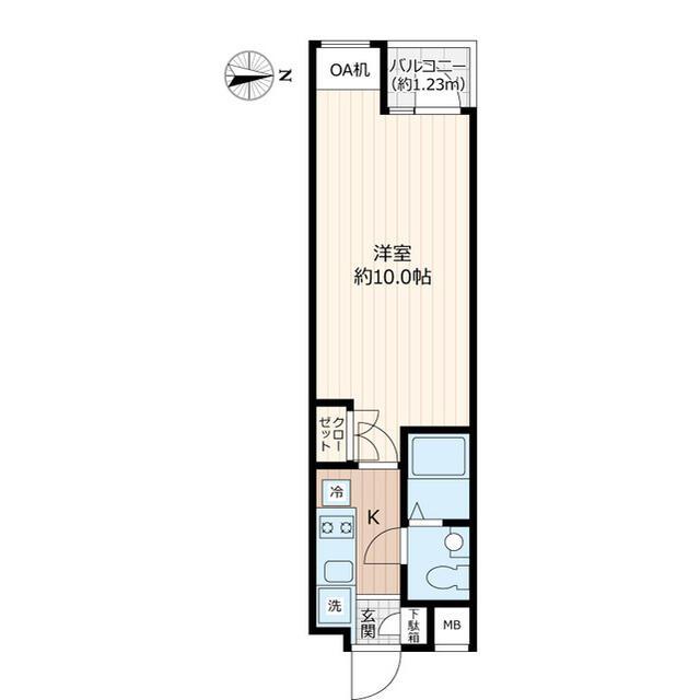 BEVERLY HOMES 下赤塚(1K/4階)の間取り写真