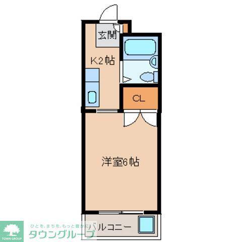 アロッジオ・一橋(1K/2階)の間取り写真