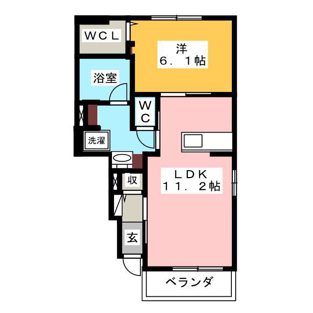 テスラ B(1LDK/1階)の間取り写真