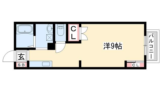 コンフォートハイツ滝野(ワンルーム/2階)の間取り写真