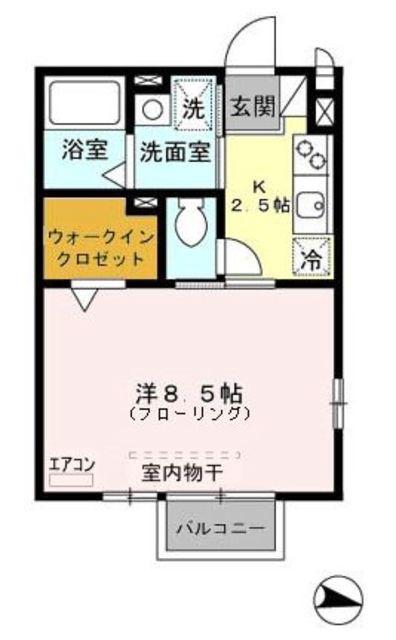 ダンヒル壱番舘(1K/1階)の間取り写真
