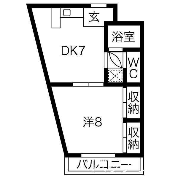 アベニュー22(1DK/8階)の間取り写真