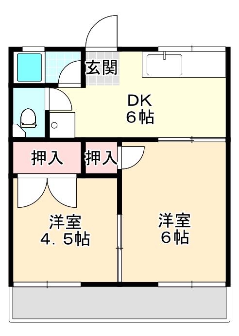 KMマンション(2DK/1階)の間取り写真