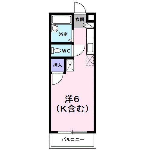 リバーサイド翠(ワンルーム/2階)の間取り写真