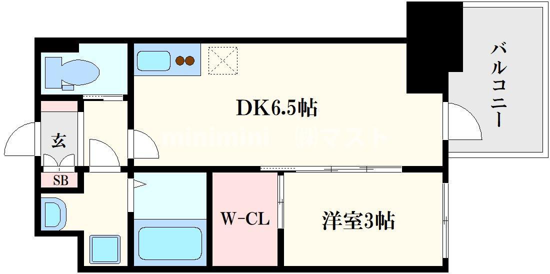 セレニテ堺筋本町リアン(1DK/11階)の間取り写真
