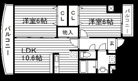 MSALA(2LDK/3階)の間取り写真
