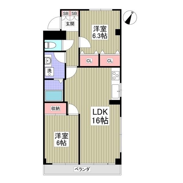リブレス坂戸関間(2LDK/1階)の間取り写真