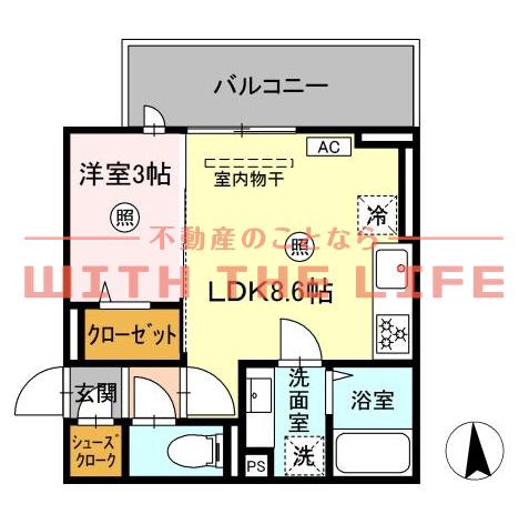 AUGUSTA(1LDK/2階)の間取り写真