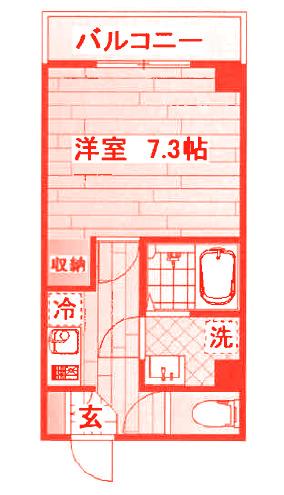 ラ・プラージュII(1K/5階)の間取り写真