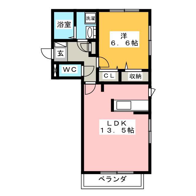 寺東1290北棟(1LDK/2階)の間取り写真