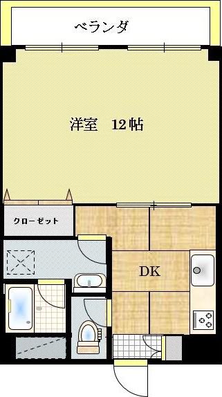 スクエアウイズ2001(1DK/4階)の間取り写真