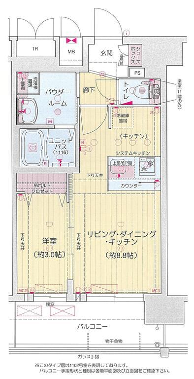 プレリス阿波座BLOOM(1LDK/12階)の間取り写真