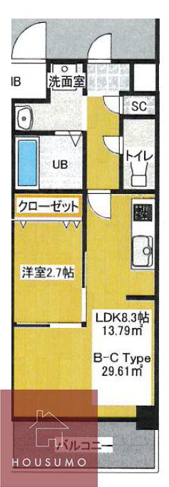 グランドステージ十三(1LDK/8階)の間取り写真