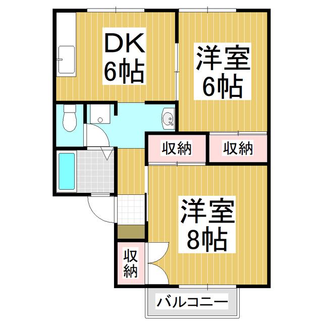クレスト樹林B(2DK/2階)の間取り写真