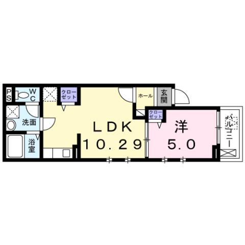 ヴィラ フリューゲル(1LDK/1階)の間取り写真