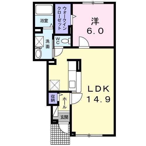 ラ・クラルテ I(1LDK/1階)の間取り写真