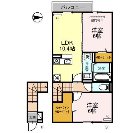 メゾン ダンデリオン(2LDK/2階)の間取り写真