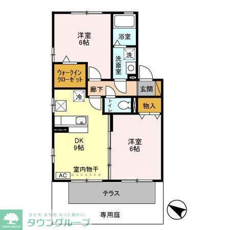 サンパティーク(2DK/1階)の間取り写真