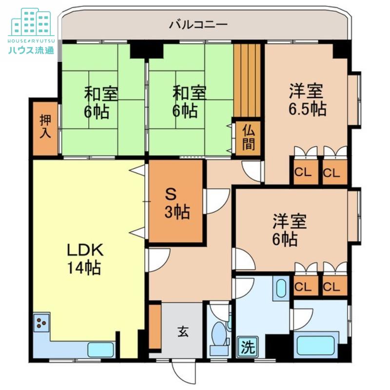 グランドハイツ岩見(4LDK/5階)の間取り写真