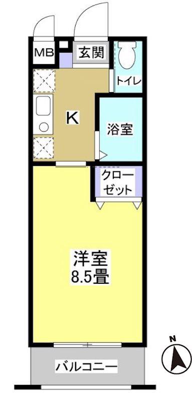 YK FIELD(1K/4階)の間取り写真